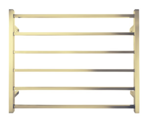 Heated Towel Rails: 6 BARS 800mm HEATED TOWEL RAIL BRUSHED GOLD