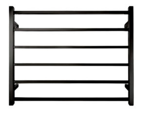 6 BARS 800mm HEATED TOWEL RAIL MATTE BLACK SQUARE