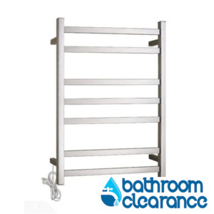 HEATED TOWEL RAIL - CHROME FINISH 7 BARS 400MM WIDE