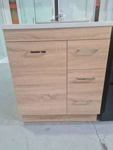 Clearance: PLYWOOD 750 VANITY FLOOR STANDING LIGHT OAK VANITY WITH CERAMIC TOP