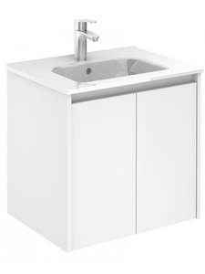 Clearance: 600MM VANITY WHITE GLOSS WALL HUNG VANITY WITH CERAMIC TOP