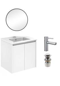 600 Wallhung vanity combo with Mirror, Tap and Popup waste