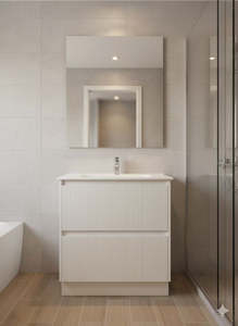 PLYWOOD 900 MATTE WHITE FLUTED VANITY WITH CERAMIC TOP