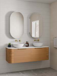 Wall Hung Vanity: CODE NATURE 1500 DOUBLE BASIN PILLAR VELOUR VANITY