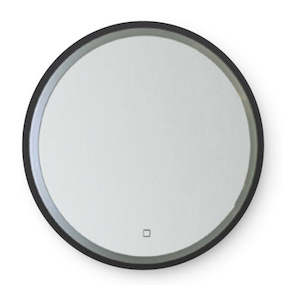 Bathroom Lighting New Zealand: BROADWAY ROUND LED MIRROR WITH BUILT IN DEMISTER - BLACK