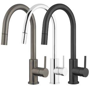 Voda Plumbingware: VODA GOOSENECK MINIMALIST PULLOUT SINK MIXER  – 3 COLOURS