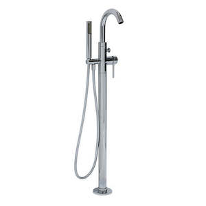 PLUMBLINE TUBE FLOOR MOUNTED BATH FILLER WITH HAND SHOWER