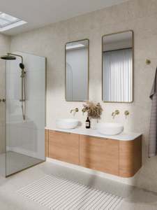 Brushed Brass Bathroom: CODE INTERIORS ASPECT 500X1050 RECTANGLE FRAMED MIRROR