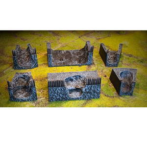 Products: Saxonia – Damaged Wall Sections - Battle Kiwi Tabletop Wargaming Terrain and Accessories