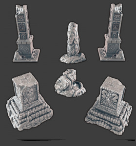 Jungle Temple Ruins Statue and Column pack - Battle Kiwi Tabletop Wargaming Terr&hellip;