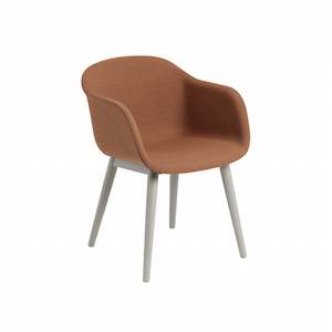 Fiber Chair: Fiber Armchair Wood Base - Fabric