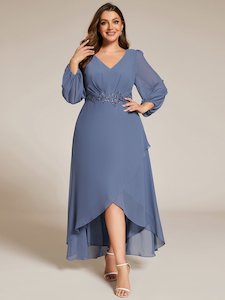 Bay Bridesmaid: Zahara chiffon sleeved events dress with floral applique