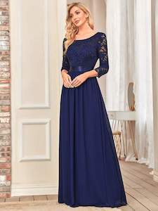 Bridesmaid Dresses: Pricilla lace and chiffon sleeved bridesmaid or ball dress