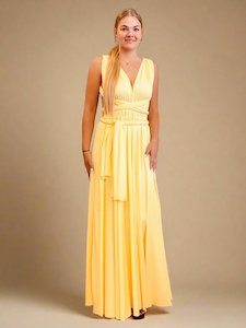 Luxe Pastel Yellow Infinity bridesmaid dress Express NZ Wide