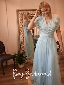 Infinity Collection: Luxe Grey Blue Infinity bridesmaid dress Express NZ wide