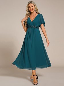 Corrieanne teal plus size midi Mother of the bride/groom dress s22 Express NZ Wide