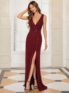 Color Navy: Jamie sparkling ball dress with split in burgundy s16 Express NZ wide