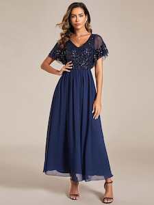Color Black: Virginia mother of the bride dress in navy s8 Express NZ wide