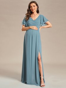 Maternity: Yolanda dusky blue sweet maternity gown s8 Express NZ wide