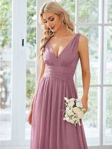 Classic Mix Match Bridesmaid: Veda V neck and back classic chiffon bridesmaid dress