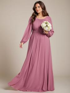 Color Navy: Rachel dusky rose boat neck full sleeve evening or bridesmaid gown s10-12 Express NZ Wide