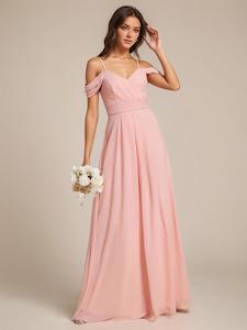 Bernadette drop-shoulder chiffon bridesmaid dress