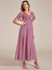 Lace: Virginia ankle length dress in dusky rose size 8 Express NZ wide
