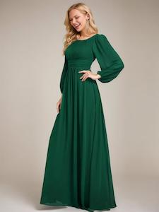 Color Navy: Rachel emerald boat neck full sleeve evening or bridesmaid gown s14 Express NZ Wide