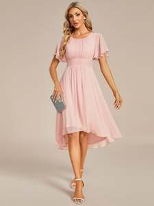 Nz Size 14: Lyra fancy chiffon dress with sleeves and high neck