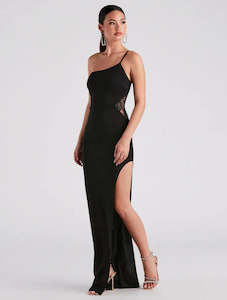 Nz Size 12: Saia black evening gown with cut out and open split Express NZ wide