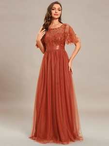 Georgia burnt orange tulle dress Express NZ Wide