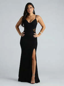 Georgia formal glitter crepe dress in black s6 Express NZ wide