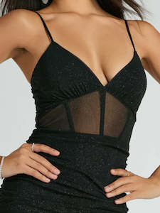 Color Black: Patsy black sparkling evening dress Express NZ wide