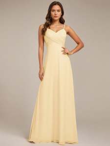 Nz Size 14: Malika pastel yellow elegant cross front cowl back bridesmaid dress Express NZ Wide