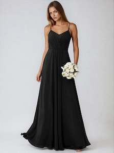 Ball Dress: Aminata black bridesmaid or ball gown with lace up back s12 Express NZ Wide