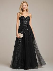 Ball Dress: Jemima black sequin and tulle corset school ball dress s14 Express NZ wide