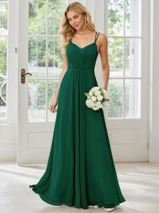Ball Dress: Aminata emerald bridesmaid or ball gown with lace up back s18 Express NZ Wide