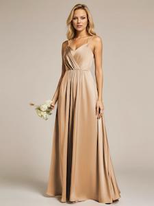 Ball Dress: Aminata light gold satin bridesmaid or ball gown dress s12 Express NZ Wide