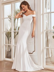 Wedding Gown: Tess off shoulder mermaid wedding or ball dress in ivory
