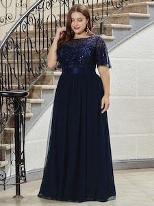 Georgia navy leaf patterned tulle bridesmaid dress Express NZ Wide