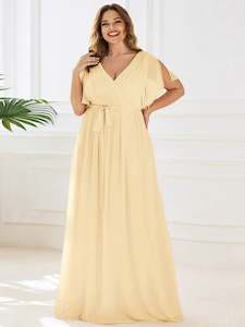 Tia pastel yellow split sleeve chiffon bridesmaid dress s20 Express NZ Wide