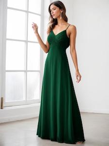 Bridesmaid Dress: Malika cowl back bridesmaid dress in emerald Express NZ wide
