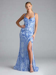 Nz Stocked Ball Gowns: Sallie sequin dress with open back and split s8-10 Express NZ wide