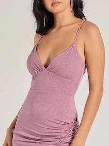 Melinda lace up glitter mermaid dress in dusky rose Express NZ wide