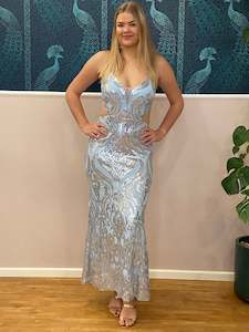 Nz Stocked Ball Gowns: Darling light blue and silver sequin ball dress s8-10 Express NZ wide