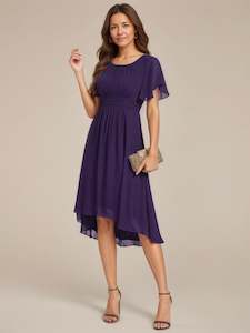 Lyra dark purple high neck dress with sleeve Express NZ Wide