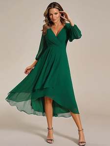 Tammy emerald green long sleeved chiffon dress Express s12 NZ wide