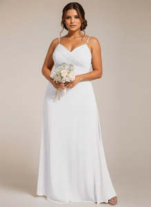 Rosemary Wedding Dress with Cowl Back in White
