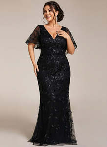 Eliza black tulle sleeve mother of bride Express NZ Wide