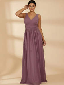 Veda Bridesmaid Dress with V Neck in Chiffon